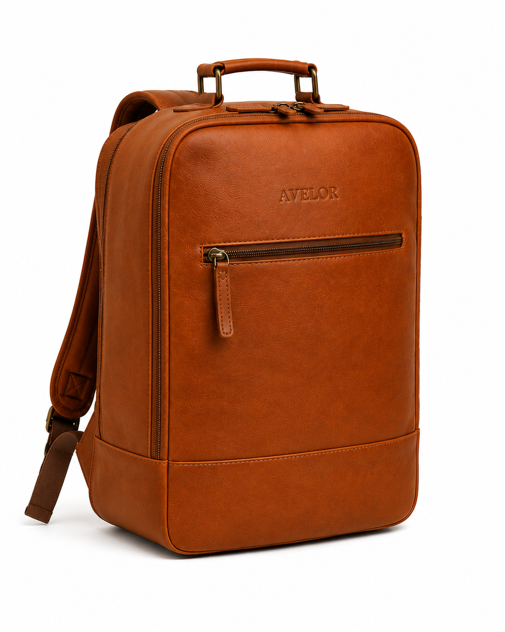 Sac a dos cognac en cuir