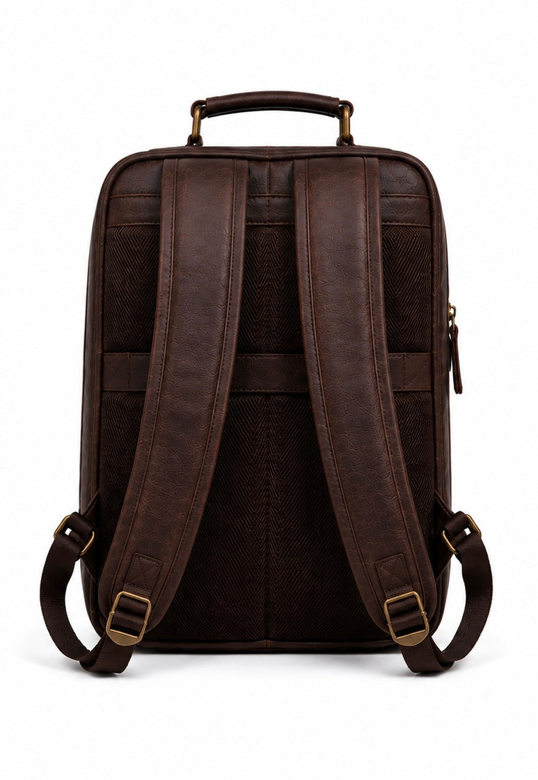 Sac à dos marron foncé en cuir