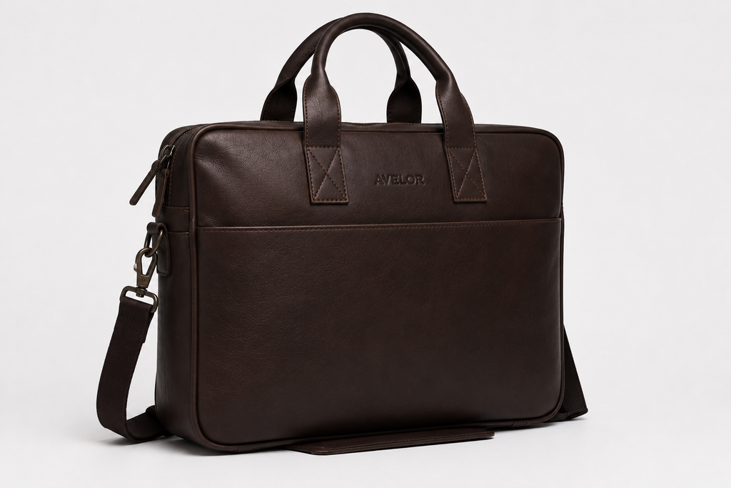 Sacoche ordinateur marron foncé en cuir