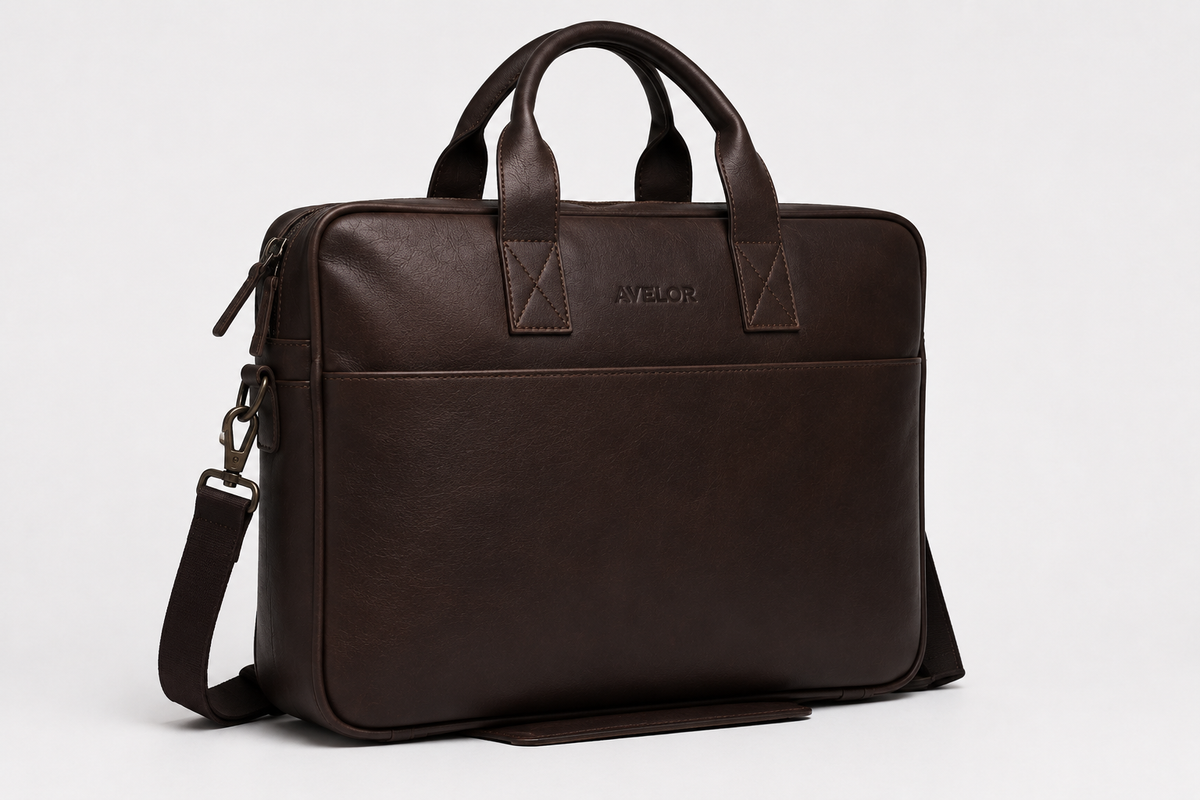 Sacoche ordinateur marron foncé en cuir