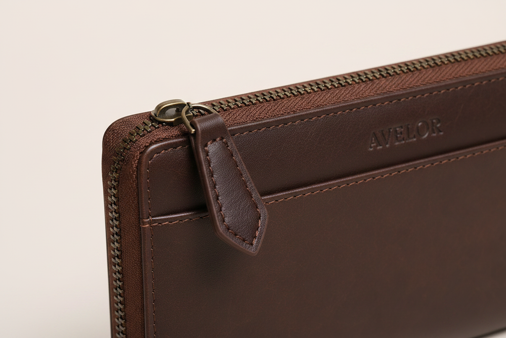 Portefeuille marron - zip