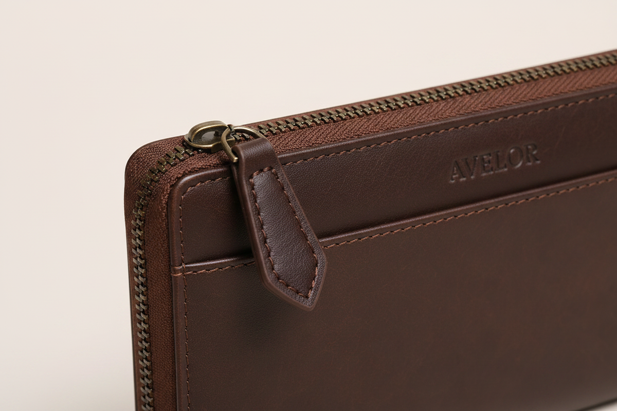 Portefeuille marron - zip