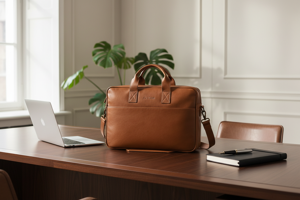 Sacoche cognac - bureau