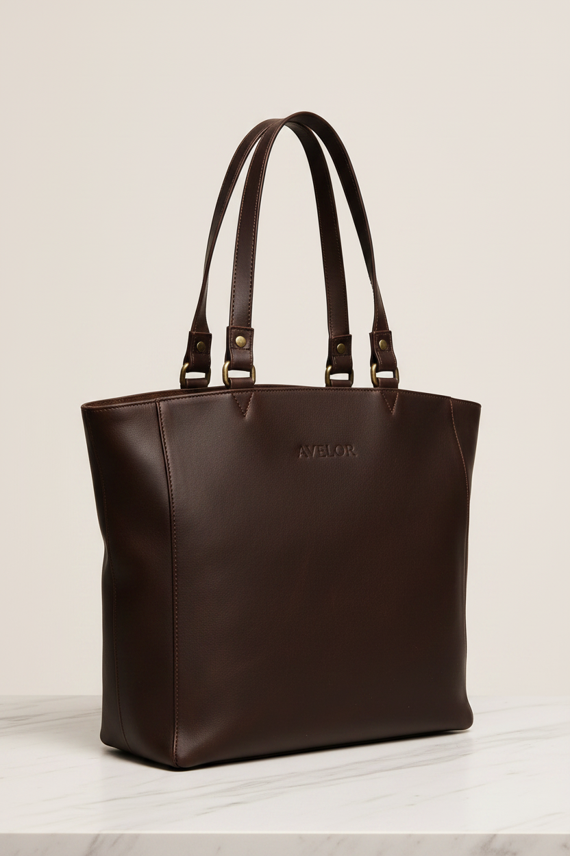Tote bag marron - marbre